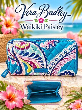 Vera Bradley Waikiki Paisley Print -   Zip-Around Wallet – EUC